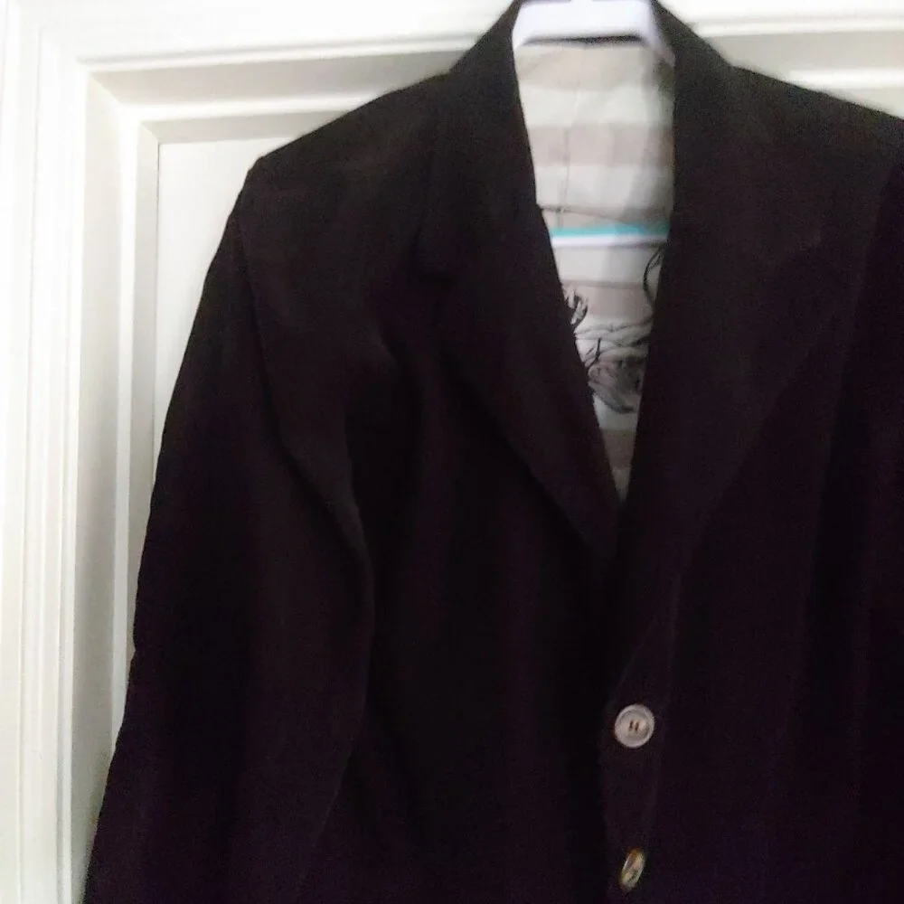 Kinetix Mens Black Corduroy Preppy Academia Business Casual Blazer L